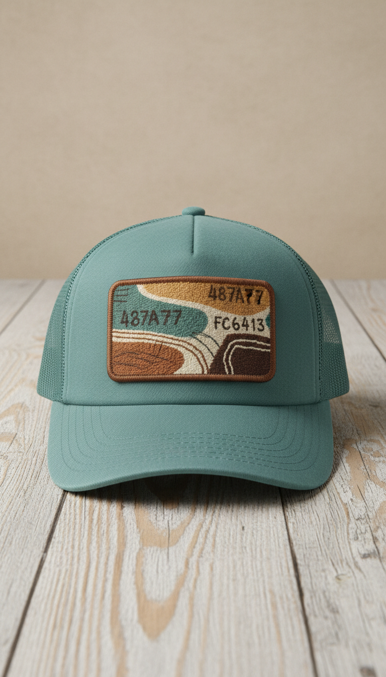 Bay Teal Trucker Hat with Art Patch